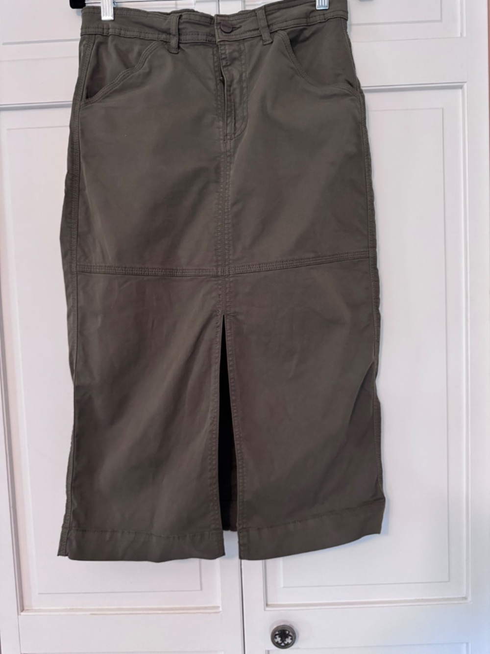 Sanctuary Olive Stretch Cotton Utility Midi Pencil Skirt Size 26